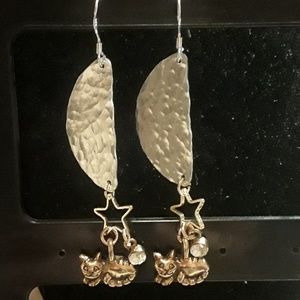 NWT Cat, moon, and stars earrings